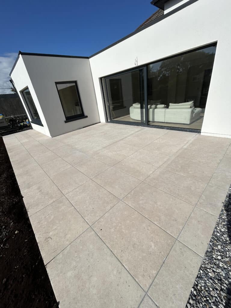 Finished porcelain installation by a paving contractor Galway