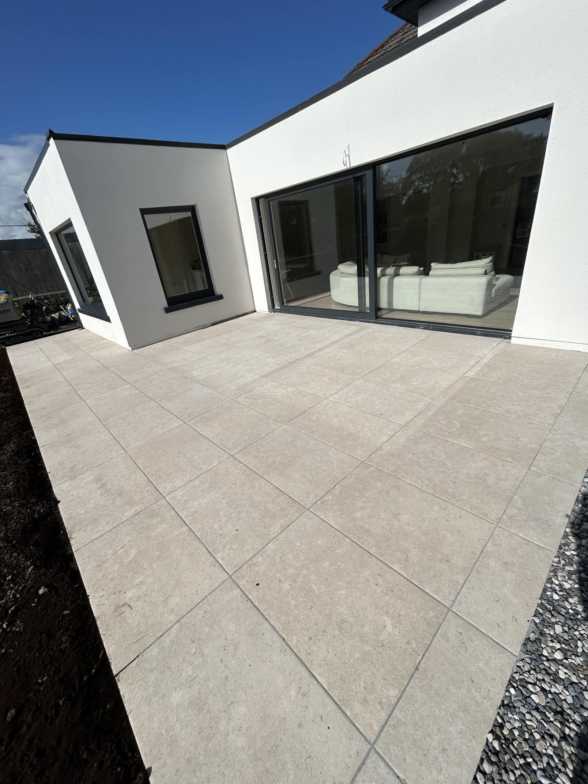 Finished porcelain installation by a paving contractor Galway