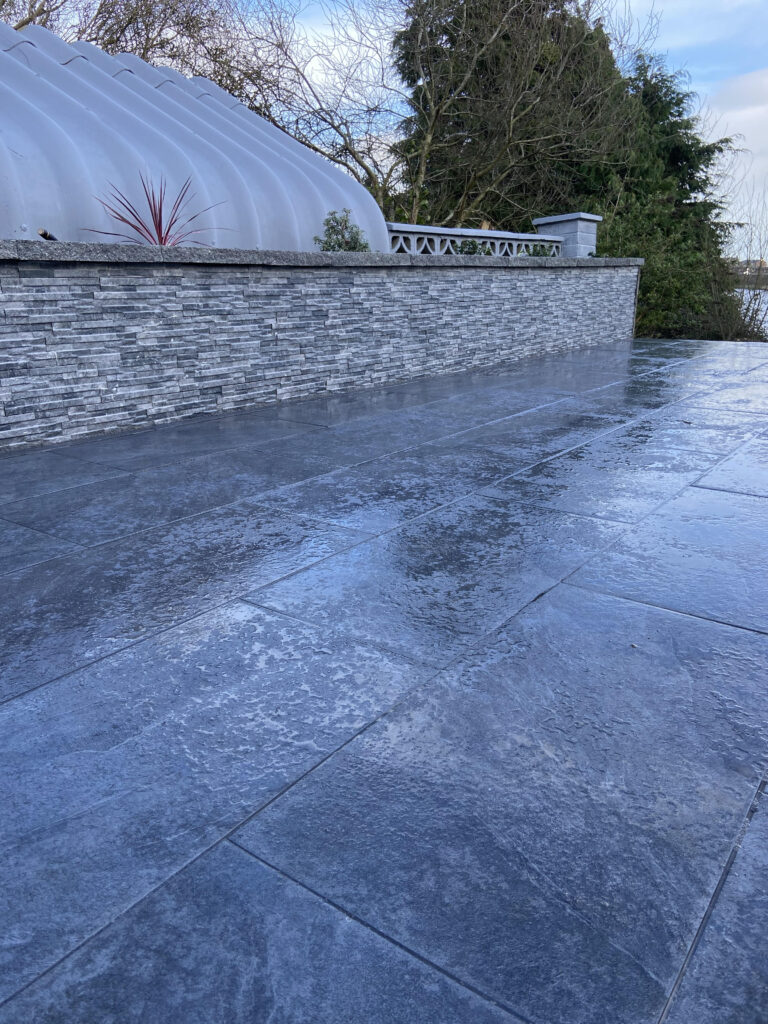 Porcelain paving project in Galway city with porcelain cladded walls